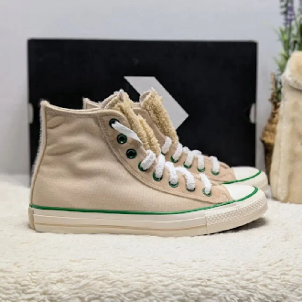 Converse CTAS Miso Glaze Alpaca Faux Fur Hi Top Sneakers + Bag Women's 9.5 NIB